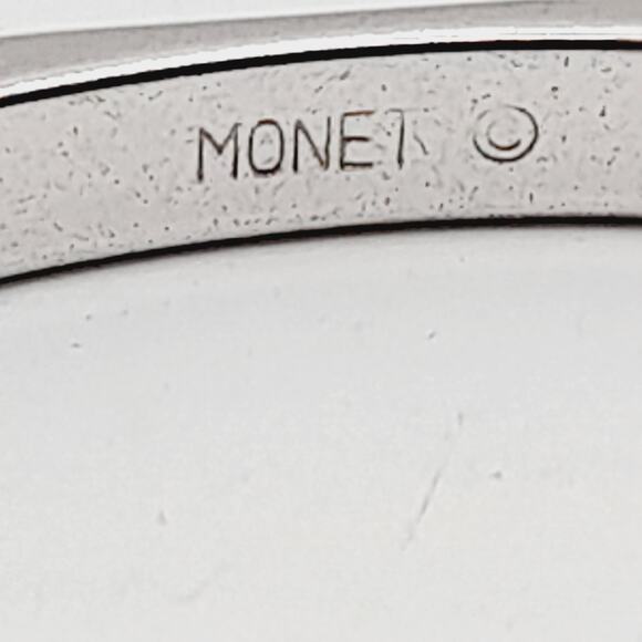 Vintage Monet Silver Tone Faceted Bangle Bracelet Signed Designer - Picture 6 of 9